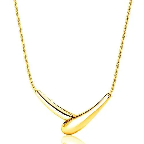 HIXIN Initial Letter V Necklac 18K Rose Gold Plated First Name Chain Choker Necklace with Handshake Embrace Pendant Barber Necklace Jewelry Gift for Womens or Girl