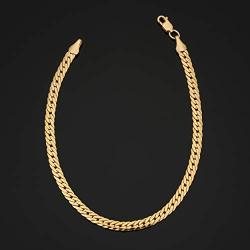 Solid 14k Yellow Gold Filled Bombay Curb Chain Bracelet for Men and Women (3.9 mm, 7.5 inch)