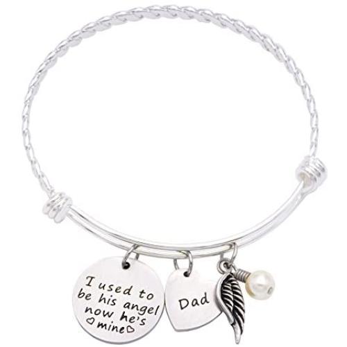 Memorial Necklace I Used to Be His Angel Now Hes Mine Necklace/Bracelet Daddy, in Memory of Loved One Dad