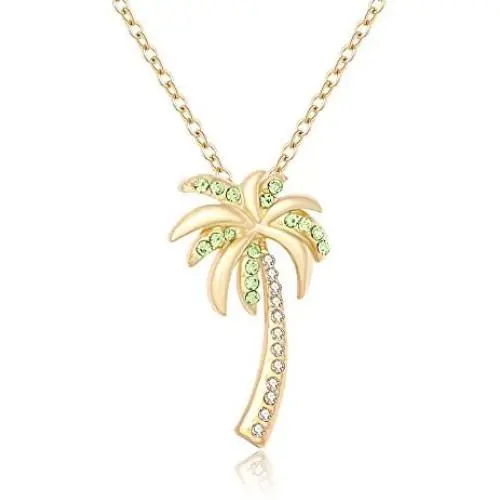 MANZHEN Dainty Crystal Palm Tree Pendant Necklace Summer Style MANZHEN Dainty Crystal Palm Tree Pendant Necklace Summer Style