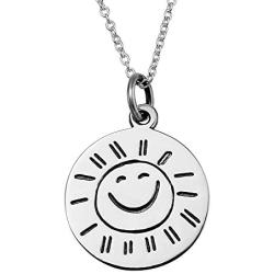 Sterling Silver BFF Necklace Engraved Inspirational Message You Are My Sunshine My only Sunshine Pendant Jewelry Gift For Women