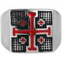 AsAlways Mens Religious Jewelry Templar Jerusalem Red Crusader Jerusalem Cross Ring