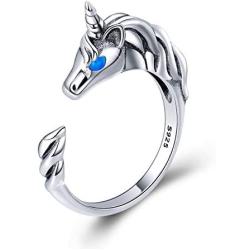 FOREVER QUEEN Cute Animal Footprints Open Ring, 925 Sterling Silver Adjustable Finger Rings for Women Girls Birthday Gifts with Jewelry Box