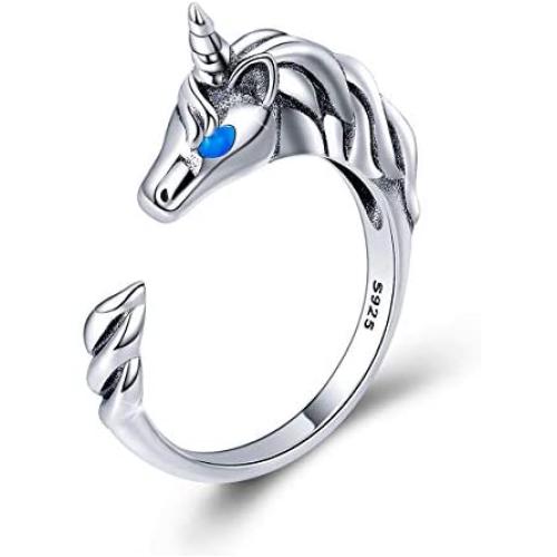 FOREVER QUEEN Cute Animal Footprints Open Ring, 925 Sterling Silver Adjustable Finger Rings for Women Girls Birthday Gifts with Jewelry Box