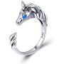 FOREVER QUEEN Cute Animal Footprints Open Ring, 925 Sterling Silver Adjustable Finger Rings for Women Girls Birthday Gifts with Jewelry Box