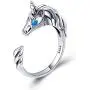 FOREVER QUEEN Cute Animal Footprints Open Ring, 925 Sterling Silver Adjustable Finger Rings for Women Girls Birthday Gifts with Jewelry Box