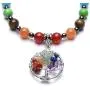 Jovivi Black Magnetic Hematite 7 Chakra Healing Balancing Therapy Energy Crystal Stretch Beads Bracelet & Tree of Life Necklace Pendant