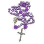Nazareth Store Catholic Purple Pearl Beads Rosary Necklace 6mm Holy Soil Medal & Cross