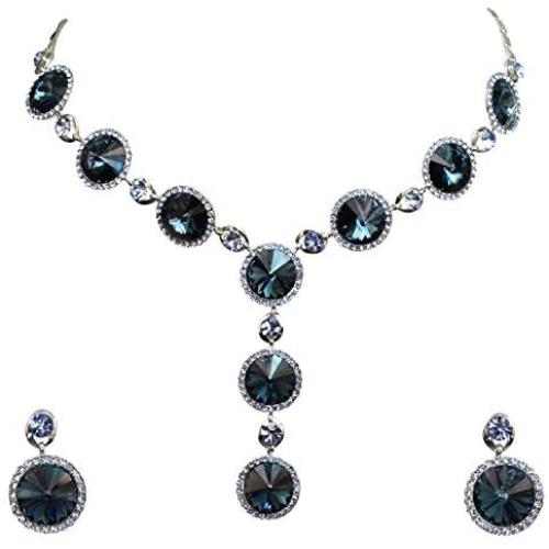 Faship Gorgeous Swarovski Crystal Floral Necklace Earrings Set