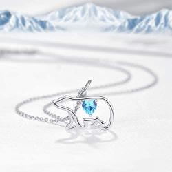 Waysles Polar Bear Necklace Cubic Zirconia Pendant Animal Necklace 925 Sterling Silver Jewelry Mama Polar Bear for Mom Women Mothers Day Necklace Gifts