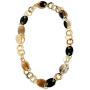 Bling Jewelry Earth Tone Brown Handmade Natural Buffalo Horn Long Round Disc Oval Multi Link Chain Necklace for Women 36 Inches