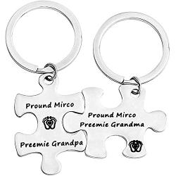 Zuo Bao NICU Grandpa Gift NICU Grandma Keychain NICU Grandpa Grandma Preemie Gift Proud Mirco Preemie Grandpa Grandma Jewelry Preemie Awareness New Born Baby Preemie