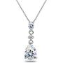 Sterling Silver Teardrop Dangling Drop Pendant Necklace Made with Swarovski Zirconia