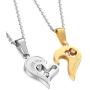 Jstyle Stainless Steel Mens Womens Couple Necklace Friendship Puzzle CZ Love Matching Heart Pendants