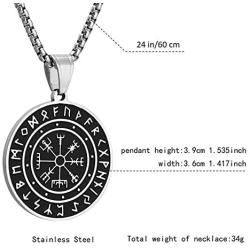 MVKJ Viking Necklace 316L Stainless Steel Norse Runes Vegvisir Pendant Celtic Pagan Compass Amulet Necklace Jewelry for Men Women