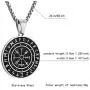 MVKJ Viking Necklace 316L Stainless Steel Norse Runes Vegvisir Pendant Celtic Pagan Compass Amulet Necklace Jewelry for Men Women