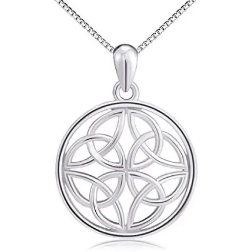 925 Sterling Silver Good Luck Irish Celtic Knot Round Pendant Necklaces for Women Girls, Box Chain 18'' 925 Sterling Silver Good Luck Irish Celtic Knot Round Pendant Necklaces for Women Girls, Box Chain 18''