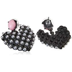 Betsey Johnson Faux Pearl Heart Drop Earrings