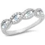 Dazzlingrock Collection 10K Gold Round Aquamarine & White Diamond Bridal Stackable Anniversary Wedding Band Swirl Ring