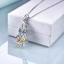 YFN Irish Celtic Knot Pendant Necklace Sterling Silver with Colorful Created Birthstone CZ Jewelry 18'' for Women