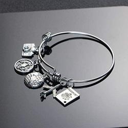 WENATA Travel Bangle Traveler Bracelet Graduation Gift Wanderlust Bracelet Adventure Gift Inspirational Jewelry Gift DIY Bracelet for Traveler