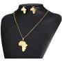 U7 African Jewelry Platinum or 18K Gold Plated Outline Pendant Charm Dangle Drop Earrings Africa Map Necklace Earrings Set