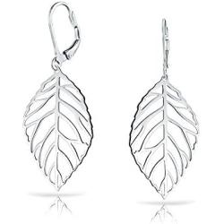 Boho Open Filigree Leaf Feather Dangle Drop Lever Back Earrings For Women Teen 925 Sterling Silver