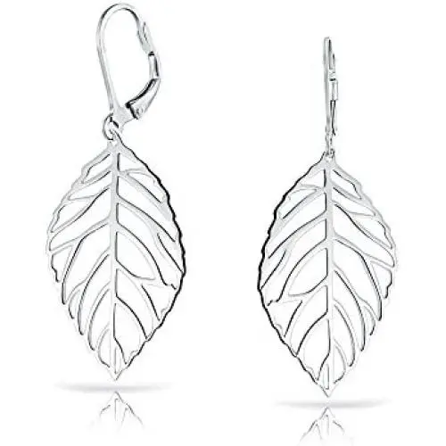 Boho Open Filigree Leaf Feather Dangle Drop Lever Back Earrings For Women Teen 925 Sterling Silver Boho Open Filigree Leaf Feather Dangle Drop Lever Back Earrings For Women Teen 925 Sterling Silver