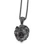 Mens Stainless Steel Hip Hop Lion Lion Head Biker Pendant Necklace Black, 24'' Chain
