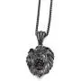 Mens Stainless Steel Hip Hop Lion Lion Head Biker Pendant Necklace Black, 24'' Chain