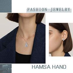 Aurora Tears Hamsa Hand Jewelry Women 925 Sterling Silver Hand of Fatima Necklace/Earring/Ring Good Luck Success Amulet Jewelry Crystal Lucky Jewellery