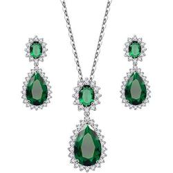 Lavencious Teardrop Dangle Necklace & Earring Sets for Women Trendy AAA Cubic Zirconia for Women