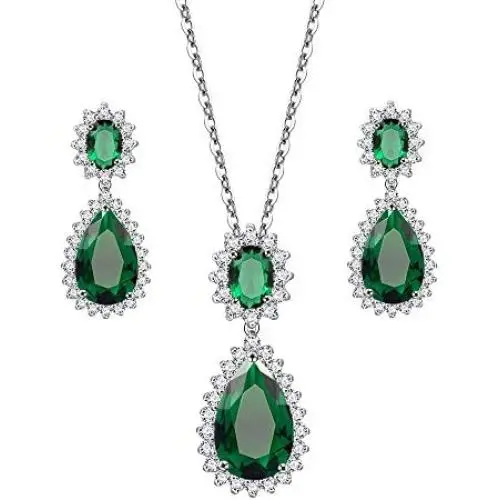 Lavencious Teardrop Dangle Necklace & Earring Sets for Women Trendy AAA Cubic Zirconia for Women Lavencious Teardrop Dangle Necklace & Earring Sets for Women Trendy AAA Cubic Zirconia for Women