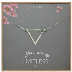 EFYTAL Inspirational Gifts for Women, Sterling Silver Triangle Necklace, Graduation Jewelry Gift for New Grad