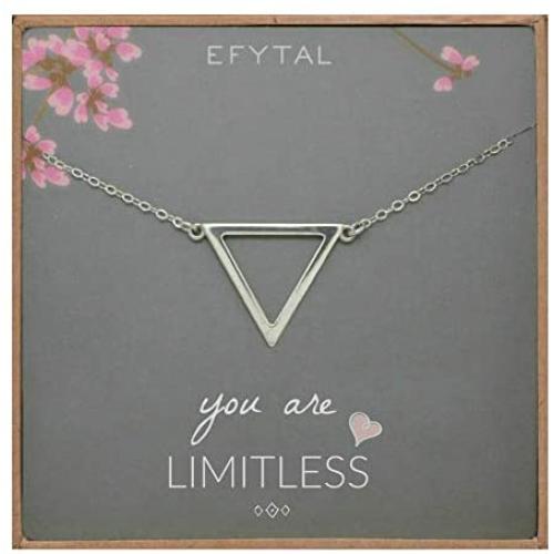 EFYTAL Inspirational Gifts for Women, Sterling Silver Triangle Necklace, Graduation Jewelry Gift for New Grad