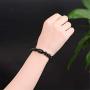 Anti-Swelling Black Obsidian Bracelet - Natural Obsidian Stone Bead Bracelet Couple Men 12mm and Women 10mm Dragon and Phoenix Totem Jewelry