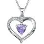 ✦Gifts for Mothers Day✦ Forever Love Heart Necklace Jewelry 18K White Gold/ Rose Gold Plated 925 Sterling Silver Birthstone Pendant Necklace with 5A Cubic Zirconia Birthday Gifts for Women and Girls