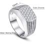 BONLAVIE 10MM Sterling Silver Mens Engagement Ring Twist Rope Round Cubic Zirconia Pave CZ Wedding Ring for Men