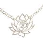 Happy Kisses Yoga Lotus Flower Necklace with OM Symbol – Cute Lotus Pendant Charm – with Empowering Message Card -Silver Plated