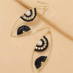 DAMLENG Fashion Bohemain Handmade Multicolor Beaded Dangle Drop Hoop Earrings for Women Girls Statement Unique Nation Earring Jewelry Gifts