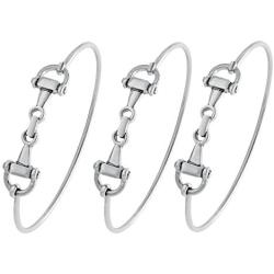 SENFAI Horse Snaffle Bit Hook Clasp Charm Bracelet Bangle Jewelry
