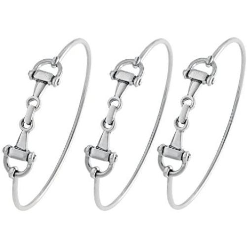 SENFAI Horse Snaffle Bit Hook Clasp Charm Bracelet Bangle Jewelry