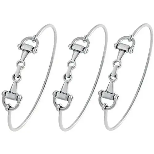 SENFAI Horse Snaffle Bit Hook Clasp Charm Bracelet Bangle Jewelry