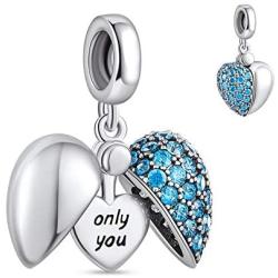 NINGAN “I Love You” Heart Pendant Love Charm 925 Sterling Silver Dangle Charms Compatible with Major European Bracelets & Necklaces