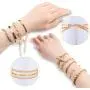 Hicarer 15 Pieces Women Chain Bracelets Set Adjustable Gold Cuban Snake Geometric Beaded Hip Hop Chunky Chain Link Bracelet for Women Girls Valentines Day Jewelry