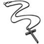 IEFSHINY Cross Necklace for Men, Stainless Steel Cross Pendant Necklaces for Men Pendant Chain 16-30 Inches Chain Gold Silver Black Cross Necklace