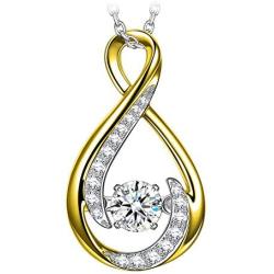 DANCING HEART Jewelry Gifts for Mom 925 Sterling Silver AAA CZ Women Necklaces Chic Jewelry Round Infinite Necklace With Gift Box Beautiful for Girls Girlfriend Wife
