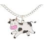 Happy Kisses Cow Necklace – “Jump Over The Moon!” Message Pendant – Cute Charm Gift for Any Women or Kid Who Loves Cows – Adjustable Chain Length