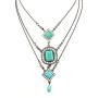 Yean Boho Turquoise Pendant Necklace Layered Choker Necklace Vintage Beach Jewelry for Women and Girls