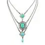 Yean Boho Turquoise Pendant Necklace Layered Choker Necklace Vintage Beach Jewelry for Women and Girls